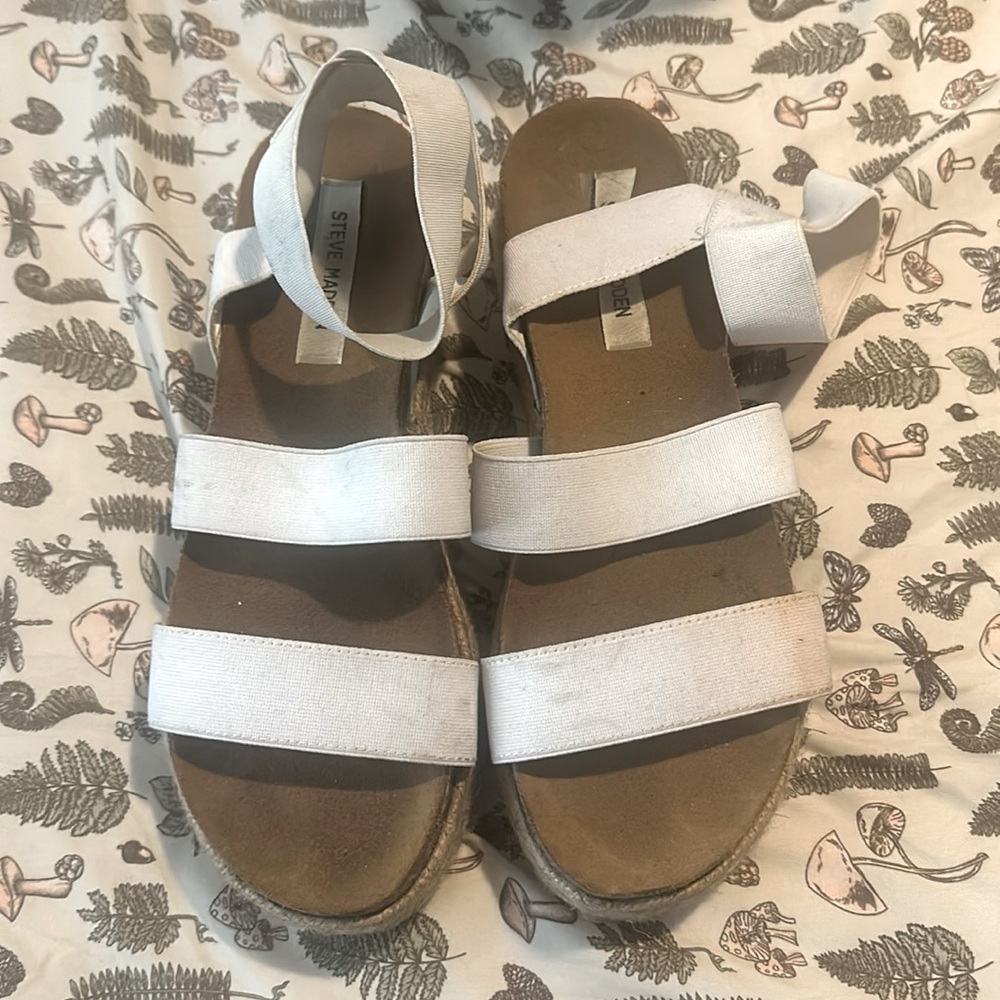 White Steve Madden platform sandals